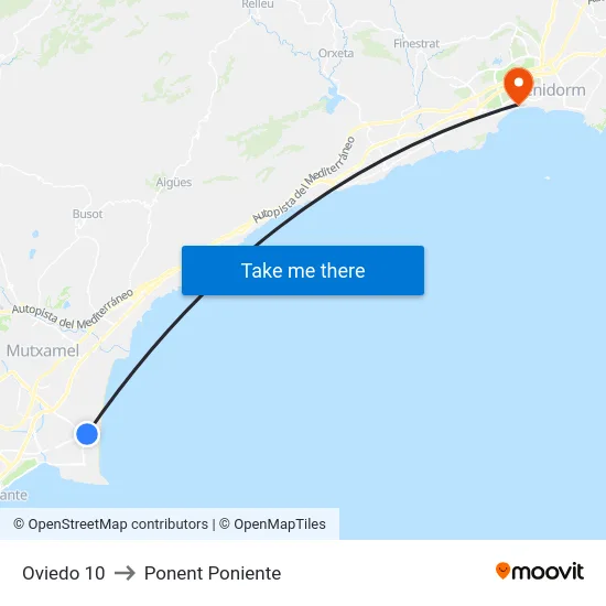 Oviedo 10 to Ponent Poniente map