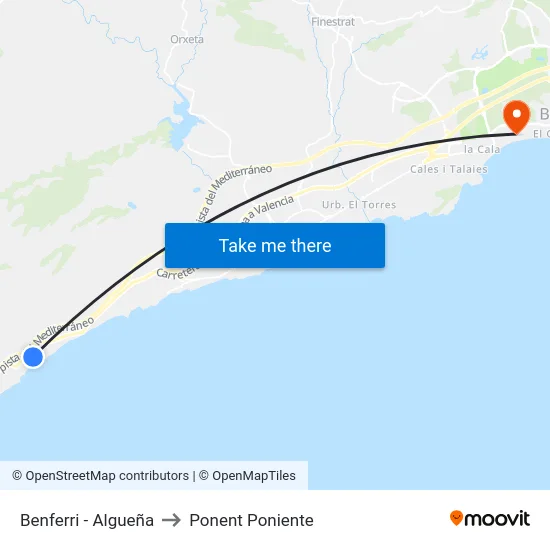 Benferri - Algueña to Ponent Poniente map
