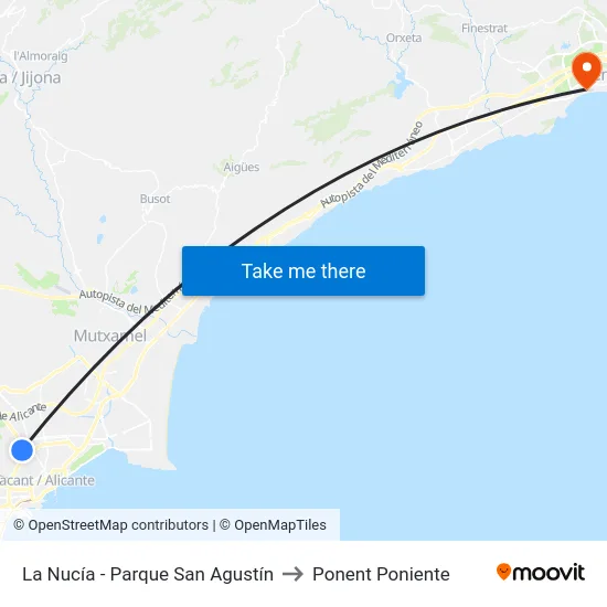 La Nucía - Parque San Agustín to Ponent Poniente map