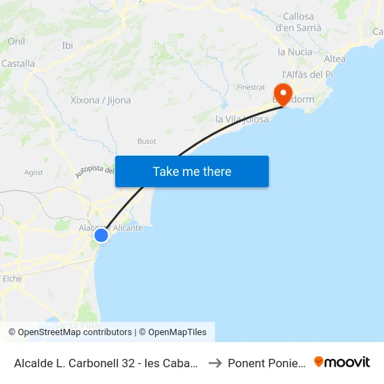 Alcalde L. Carbonell 32 - Ies Cabanilles to Ponent Poniente map