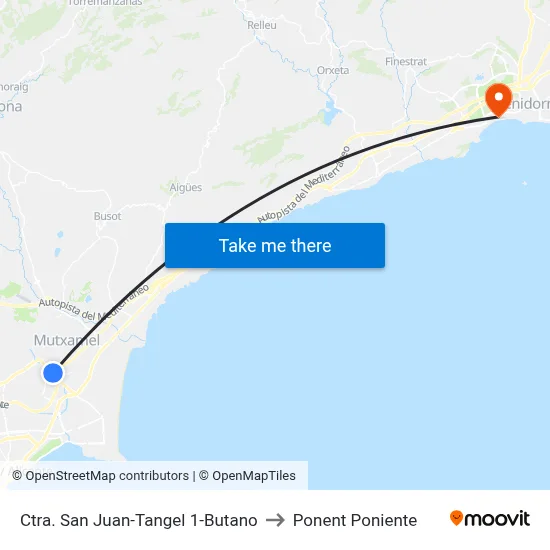 Ctra. San Juan-Tangel 1-Butano to Ponent Poniente map