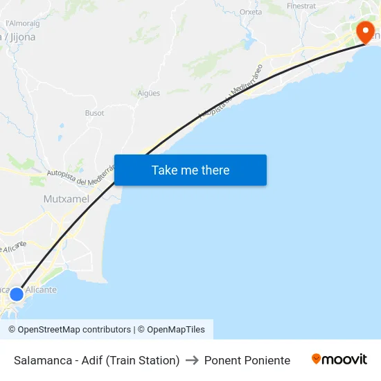 Salamanca - Adif (Train Station) to Ponent Poniente map