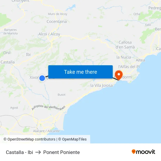 Castalla - Ibi to Ponent Poniente map
