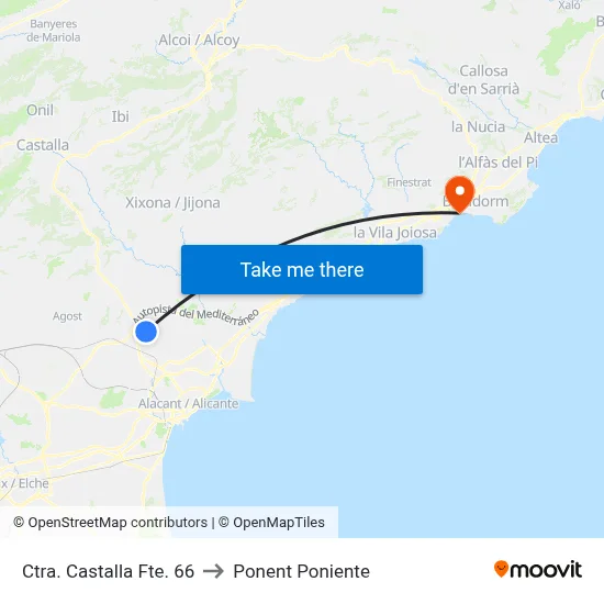 Ctra. Castalla Fte. 66 to Ponent Poniente map