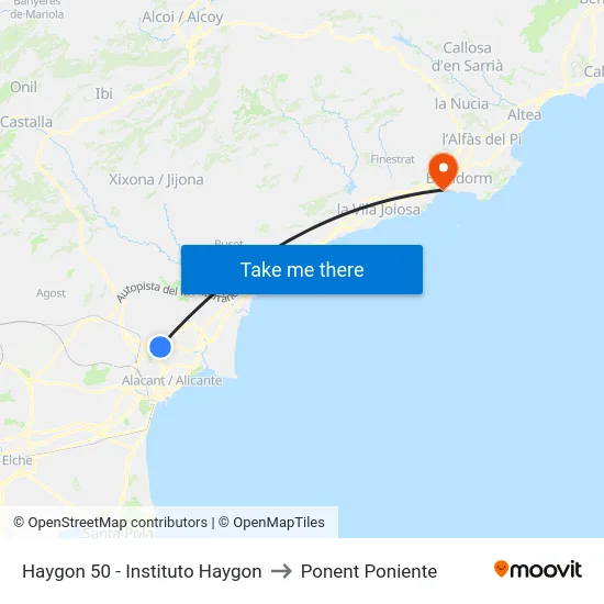 Haygon 50 - Instituto Haygon to Ponent Poniente map