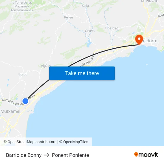 Barrio de Bonny to Ponent Poniente map