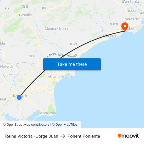 Reina Victoria - Jorge Juan to Ponent Poniente map