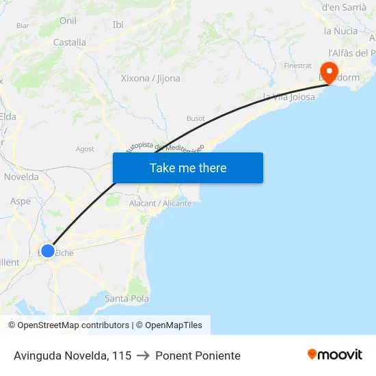 Avinguda Novelda, 115 to Ponent Poniente map