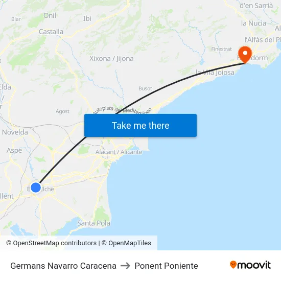 Germans Navarro Caracena to Ponent Poniente map