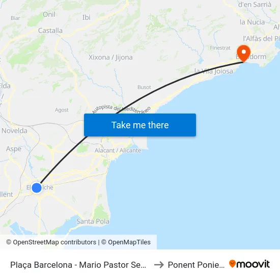 Plaça Barcelona - Mario Pastor Sempere to Ponent Poniente map