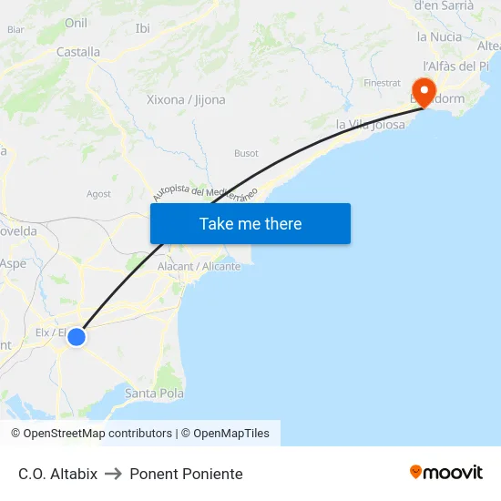 C.O. Altabix to Ponent Poniente map