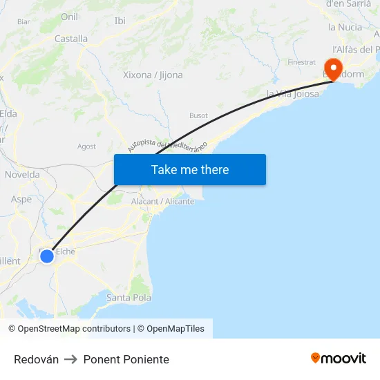 Redován to Ponent Poniente map