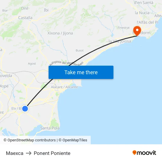 Maexca to Ponent Poniente map