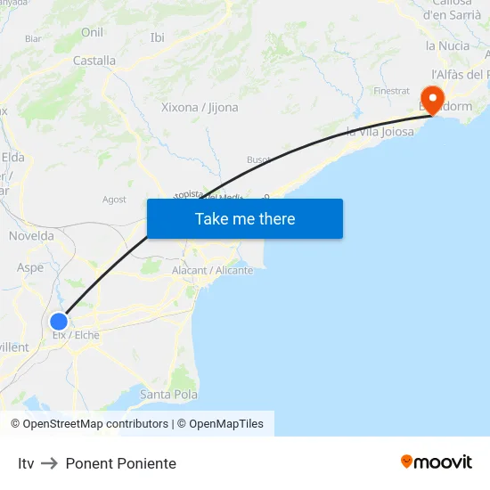 Itv to Ponent Poniente map