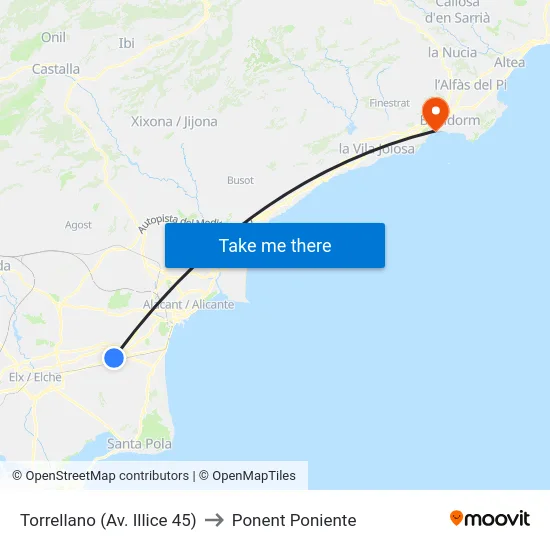 Torrellano (Av. Illice 45) to Ponent Poniente map