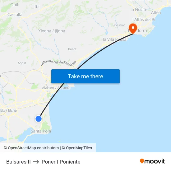 Balsares II to Ponent Poniente map