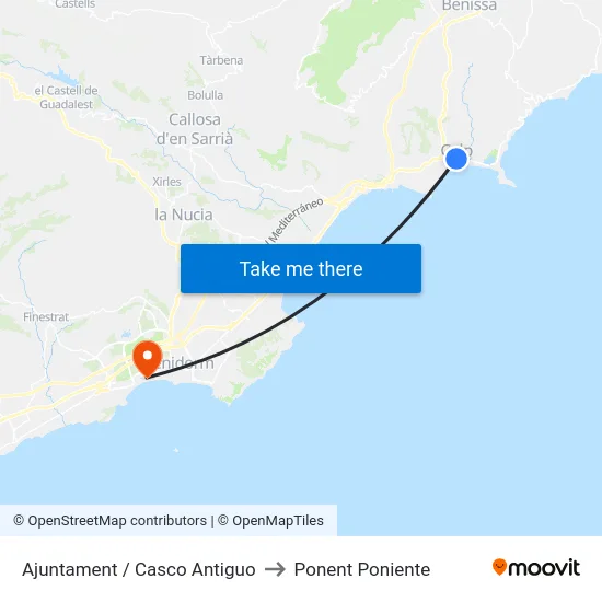 Ajuntament / Casco Antiguo to Ponent Poniente map
