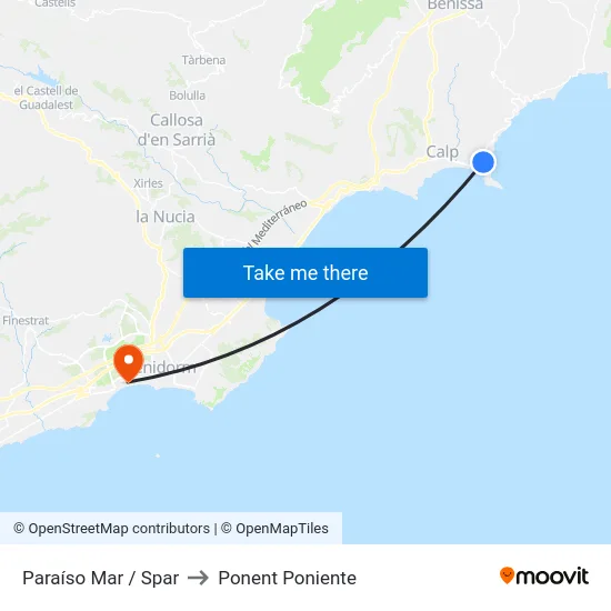 Paraíso Mar / Spar to Ponent Poniente map