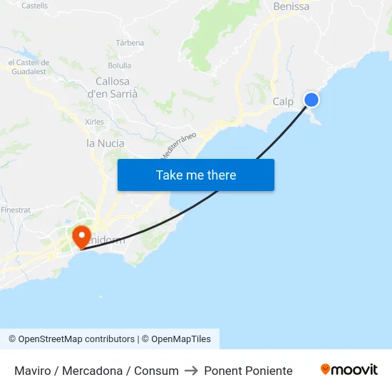 Maviro / Mercadona / Consum to Ponent Poniente map