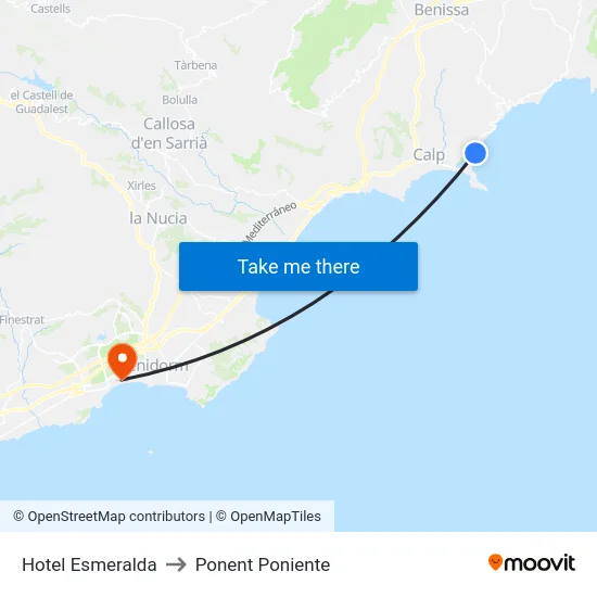 Hotel Esmeralda to Ponent Poniente map