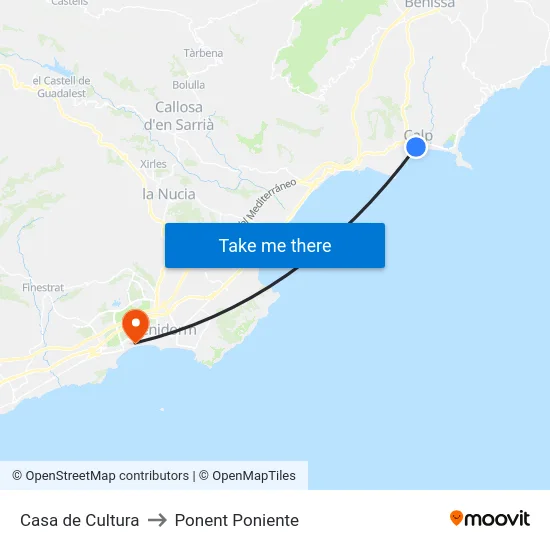 Casa de Cultura to Ponent Poniente map
