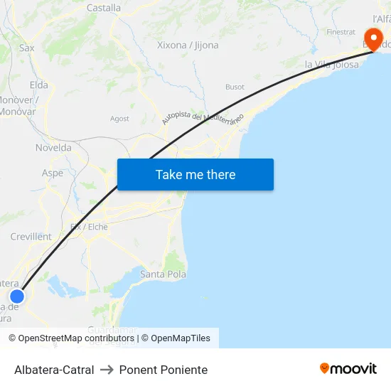 Albatera-Catral to Ponent Poniente map