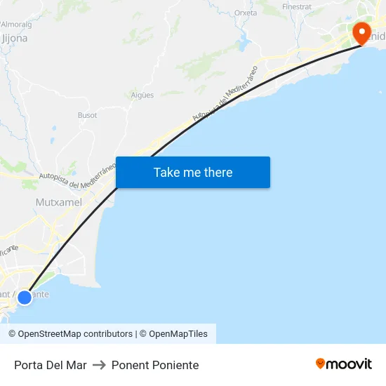 Porta Del Mar to Ponent Poniente map