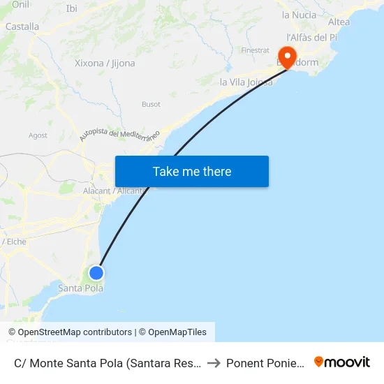 C/ Monte Santa Pola (Santara Resort) to Ponent Poniente map