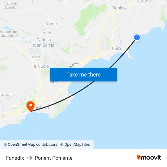 Fanadix to Ponent Poniente map