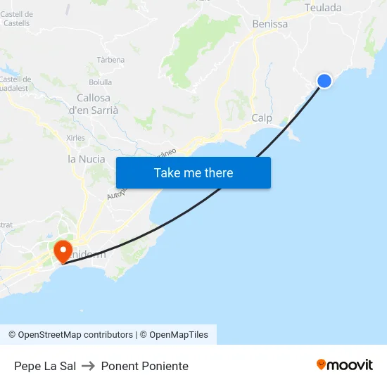 Pepe La Sal to Ponent Poniente map