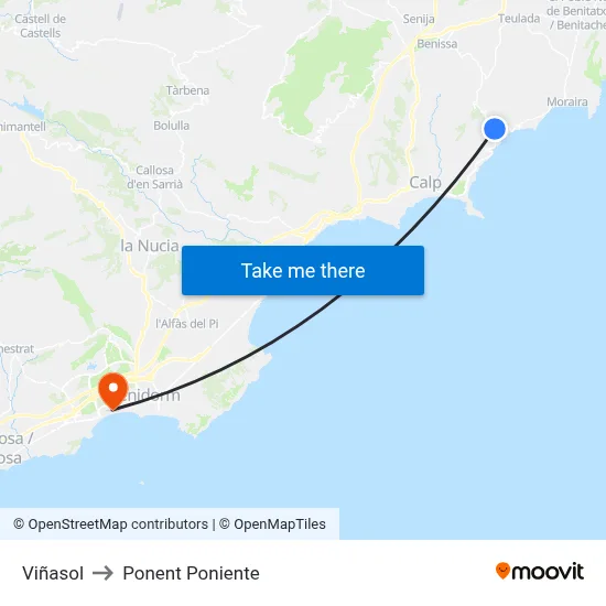 Viñasol to Ponent Poniente map