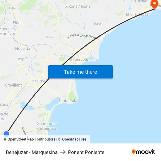 Benejuzar - Marquesina to Ponent Poniente map