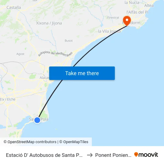 Estació D' Autobusos de Santa Pola to Ponent Poniente map