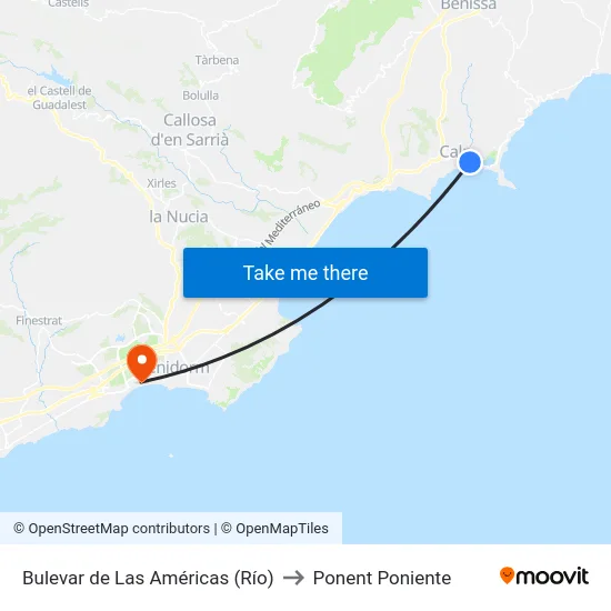 Bulevar de Las Américas (Río) to Ponent Poniente map
