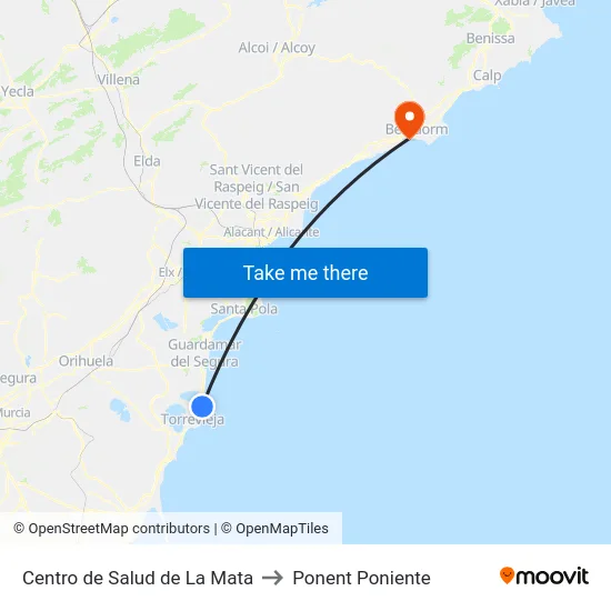 Centro de Salud de La Mata to Ponent Poniente map