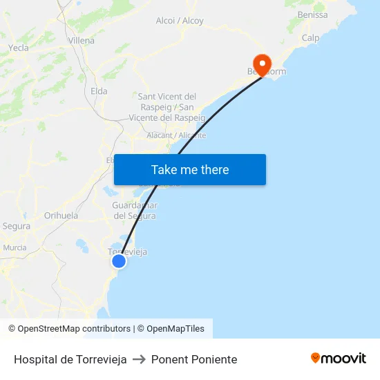 Hospital de Torrevieja to Ponent Poniente map