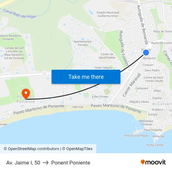 Av. Jaime I, 50 to Ponent Poniente map