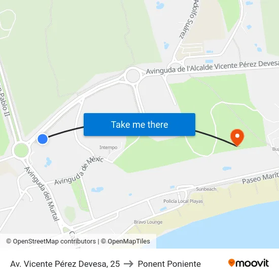 Av. Vicente Pérez Devesa, 25 to Ponent Poniente map
