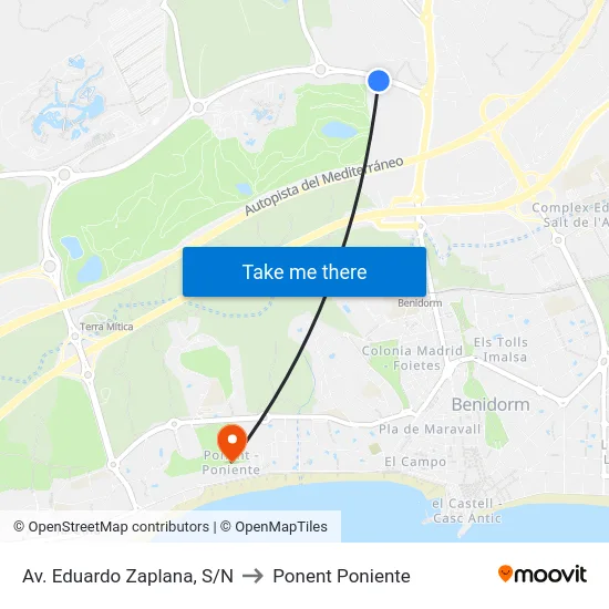 Av. Eduardo Zaplana, S/N to Ponent Poniente map