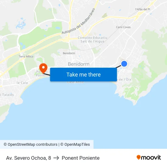 Av. Severo Ochoa, 8 to Ponent Poniente map