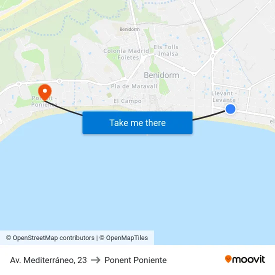 Av. Mediterráneo, 23 to Ponent Poniente map