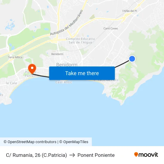 C/ Rumanía, 26 (C.Patricia) to Ponent Poniente map