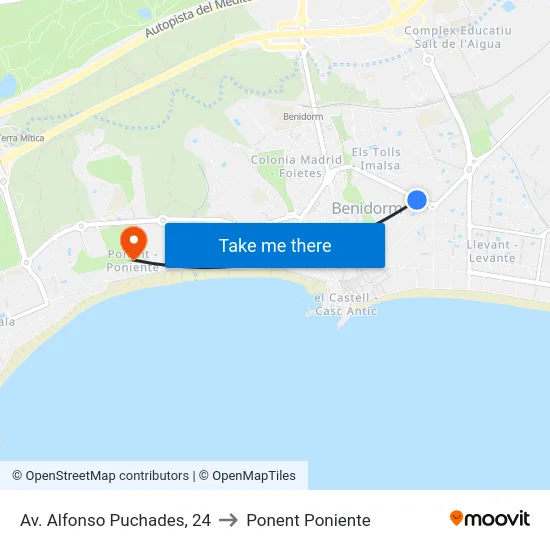 Av. Alfonso Puchades, 24 to Ponent Poniente map