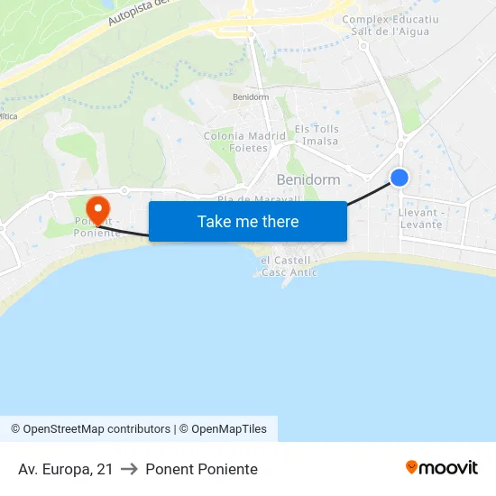 Av. Europa, 21 to Ponent Poniente map