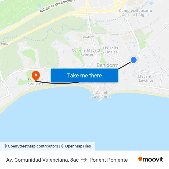 Av. Comunidad Valenciana, 8ac to Ponent Poniente map