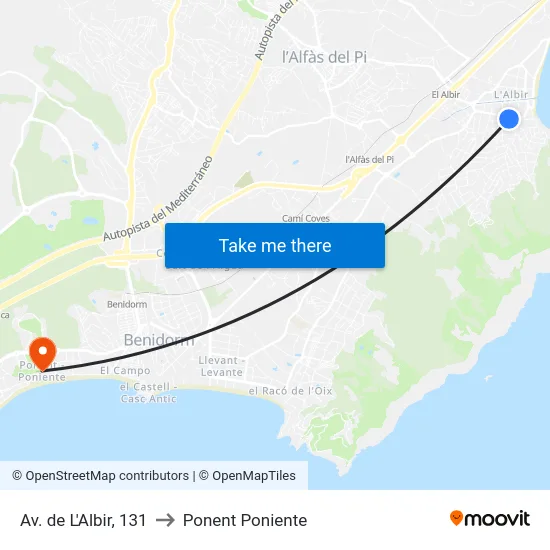 Av. de L'Albir, 131 to Ponent Poniente map