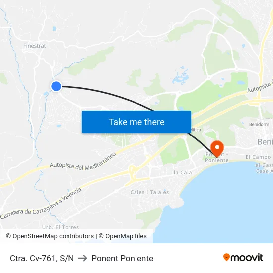 Ctra. Cv-761, S/N to Ponent Poniente map