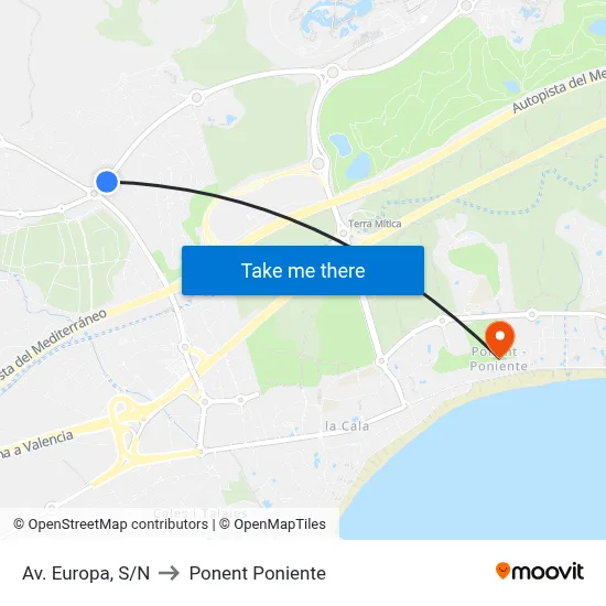 Av. Europa, S/N to Ponent Poniente map