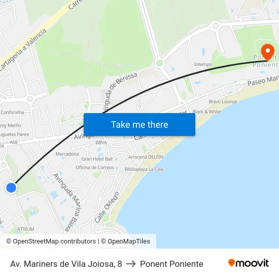 Av. Mariners de Vila Joiosa, 8 to Ponent Poniente map