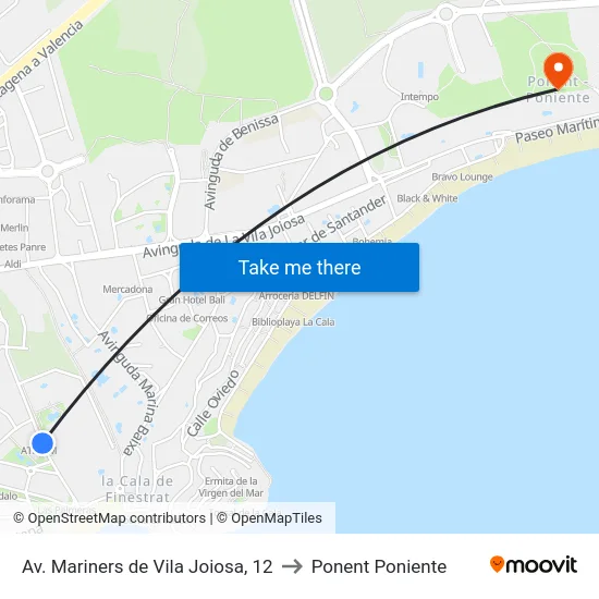 Av. Mariners de Vila Joiosa, 12 to Ponent Poniente map
